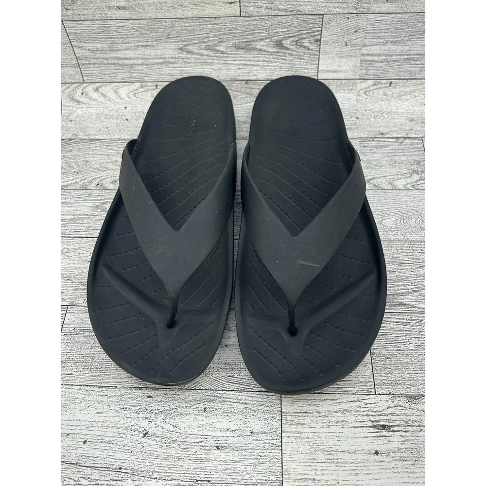 Crocs Flip Flop Sandals Womens Size 8 Black Comfort Casual Slip On Beach‎ Shoes